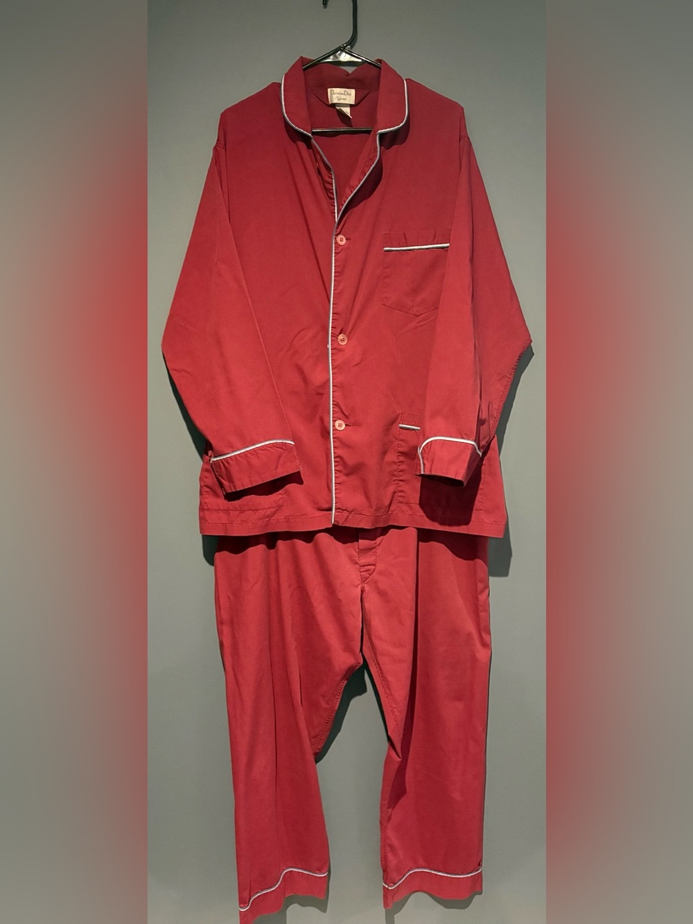 Vintage Christian Dior Monsieur Pajama Set Men’s XL Maroon Designer Sleepwear